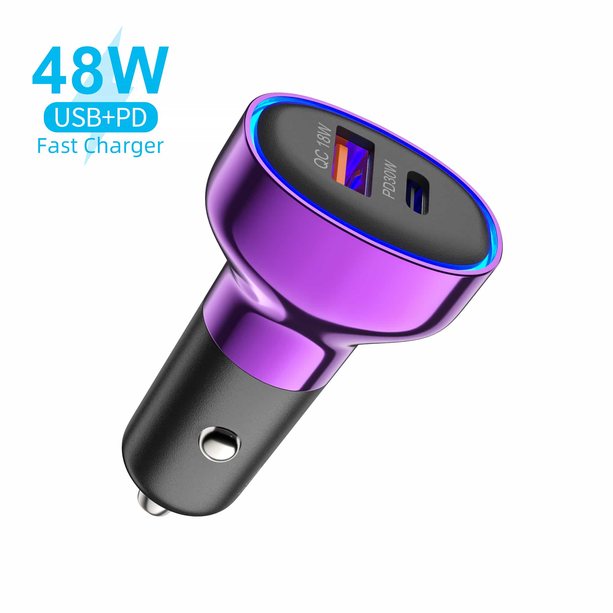 AC electroplating blue light car charger
