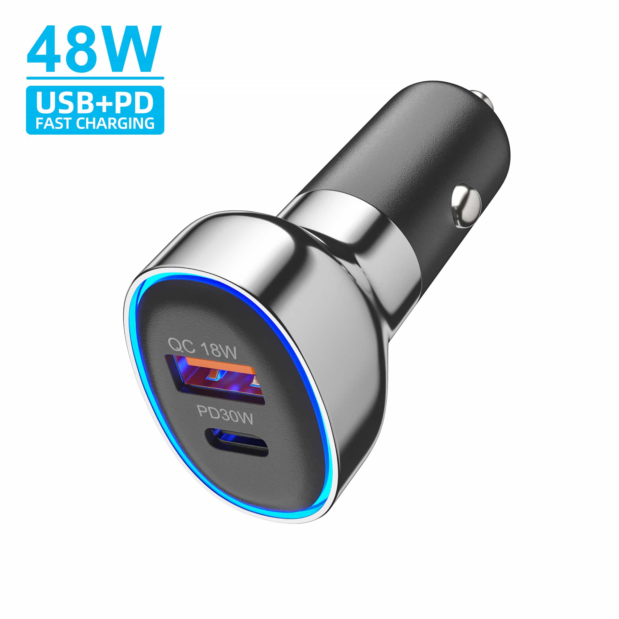 AC electroplating blue light car charger