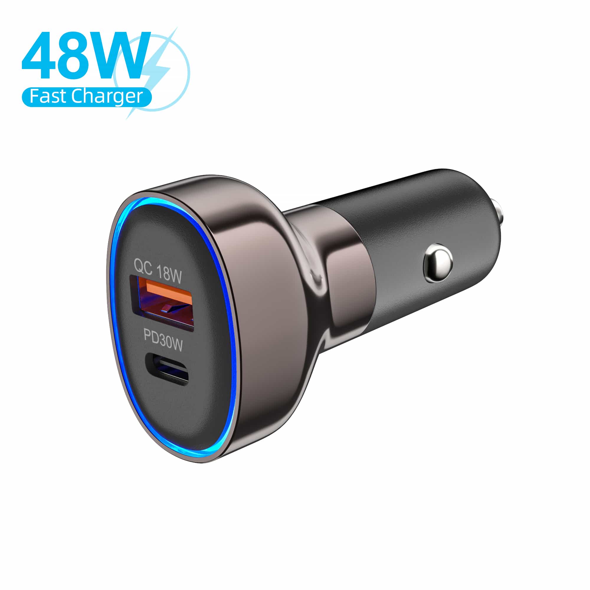 AC electroplating blue light car charger